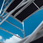 Detail pracovnej plošiny a rámu hliníkového lešenia